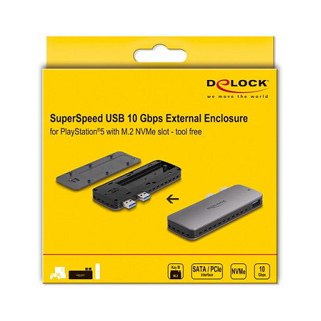 DeLOCK Carcasa USB 3.2 Gen 2 para PlayStation 5 con ranura M.2 NVMe DeLOCK Carcasa USB 3.2 Gen 2 para PlayStation 5 con ranura M.2 NVMe