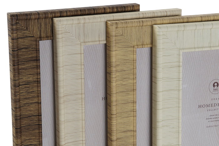 DKD Home Decor Marco de Fotos 10x15 Scandi Natural Beige Estilo Nórdico para Fotos 10x15 cm, Material PS y Cristal, Pack 4 Unidades