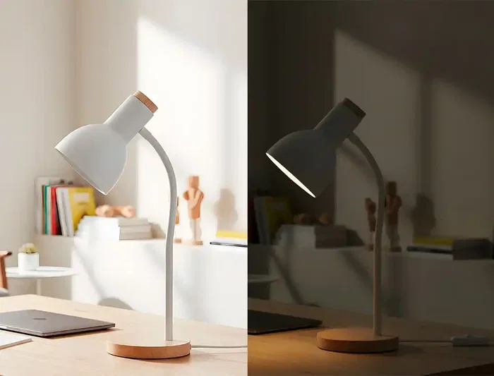 Q-Connect Orion - Lámpara de Escritorio de Metal con Detalles de Madera y Brazo Flexible, Color Blanco, para Oficina, 40W Máx, Incluye Interruptor, Certificaciones CE/RoHS