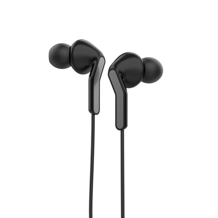 Muvit Auriculares E57 Negro con Micrófono y Diseño Ergonómico, Ecológicos, Certificación FSC y GRS