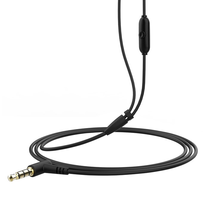 Muvit Auriculares E57 Negro con Micrófono y Diseño Ergonómico, Ecológicos, Certificación FSC y GRS