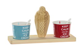 DKD Home Decor Set de 5 Piezas Helados en Cerámica y Pino Multicolor