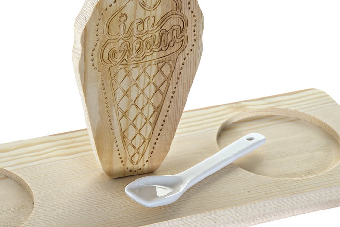 DKD Home Decor Set de 5 Piezas Helados en Cerámica y Pino Multicolor