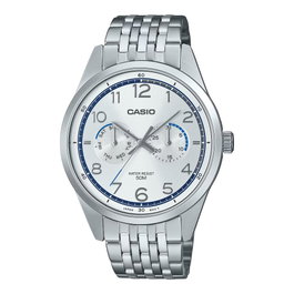 Casio MTP-E340D-7AVDF con correa de acero inoxidable gris