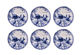 Hermia Juego de Platos para Postre Porcelana Azul y Blanco 6 unidades