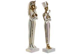 DKD Home Decor Figura de Resina Egipcia Iridiscente, Pack de 2 piezas