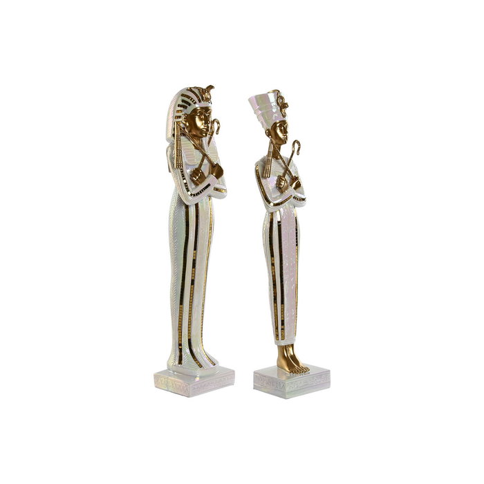 DKD Home Decor Figura de Resina Egipcia Iridiscente, Pack de 2 piezas