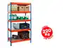 Ar storage Estanteria metalica 192x90x45 cm 5 estantes 220kg por estante bandejas de madera sin tornillos azul naranja