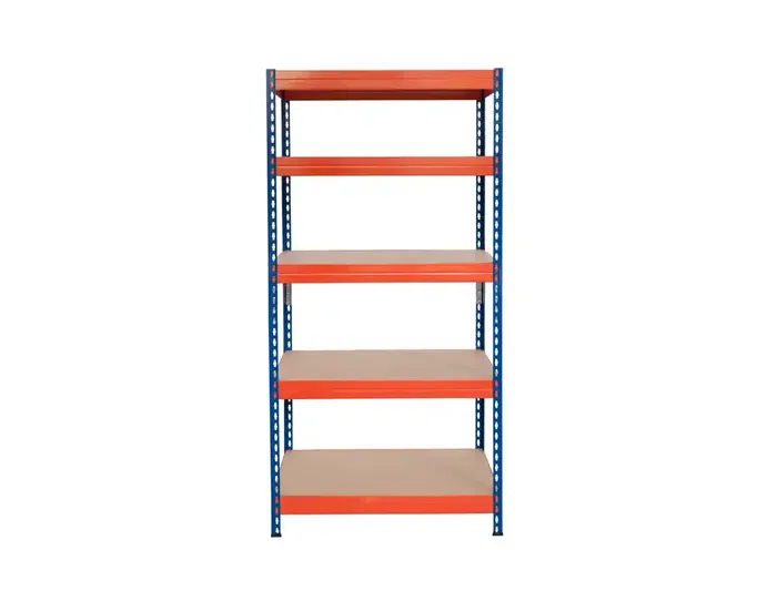 Ar storage Estanteria metalica 192x90x45 cm 5 estantes 220kg por estante bandejas de madera sin tornillos azul naranja