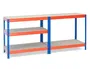 Ar storage Estanteria metalica 192x90x45 cm 5 estantes 220kg por estante bandejas de madera sin tornillos azul naranja