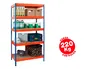 Ar storage Estanteria metalica 192x90x45 cm 5 estantes 220kg por estante bandejas de madera sin tornillos azul naranja