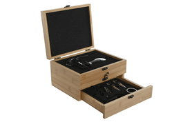 DKD Home Decor Set de Accesorios para Vino de 8 Piezas en Bambú e Inox Natural