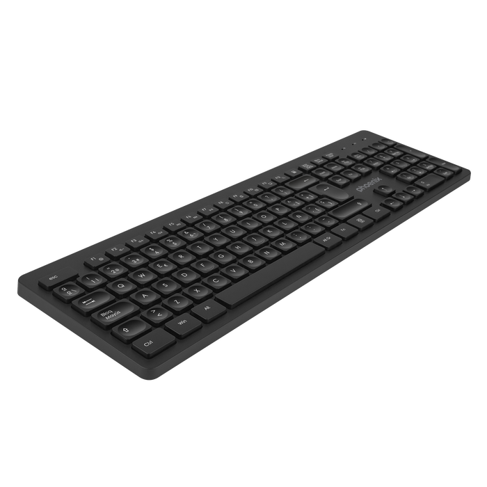 Phoenix Teclado Inalámbrico K200 QWERTY Negro con Conexión 2.4GHz, Teclas Multimedia y Diseño Ergonómico para Windows, macOS, Linux