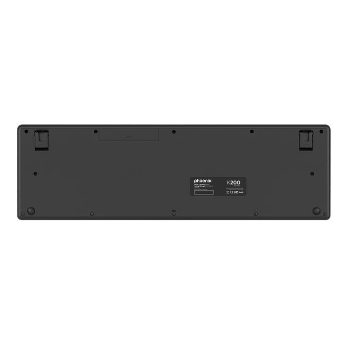 Phoenix Teclado Inalámbrico K200 QWERTY Negro con Conexión 2.4GHz, Teclas Multimedia y Diseño Ergonómico para Windows, macOS, Linux