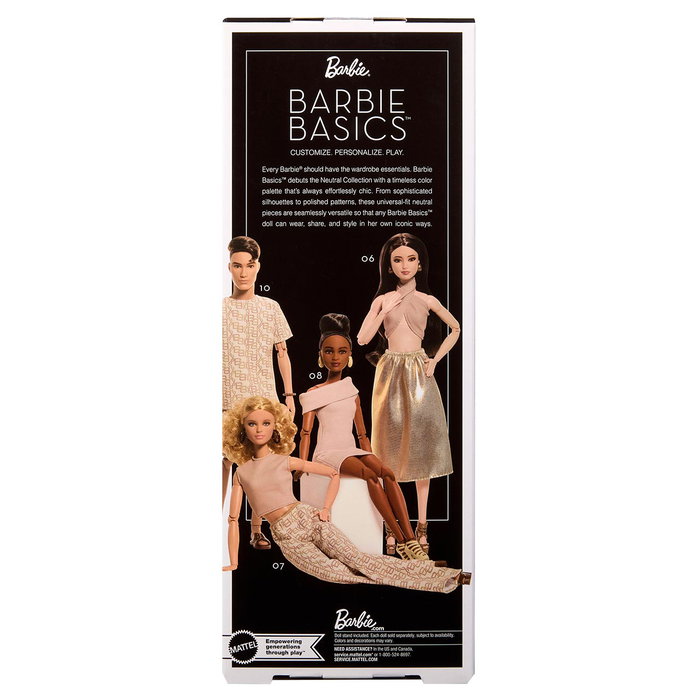 Barbie Barbie Signature Basics Colección Neutral Modelo 06 Muñeca Articulada con Falda Dorada y Top Halter - Jjx25