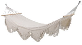 DKD Home Decor Hamaca Blanco 100 x 5 x 200 cm Algodon Abeto con Flecos