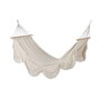 DKD Home Decor Hamaca de Algodón y Abeto con Flecos Blanco