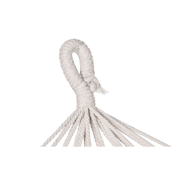 DKD Home Decor Hamaca de Algodón y Abeto con Flecos Blanco