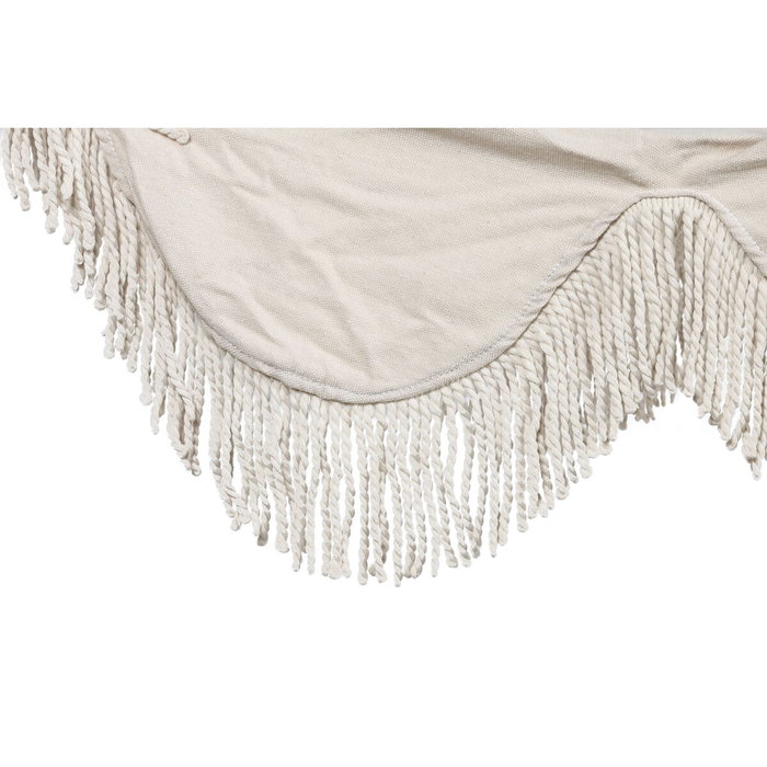 DKD Home Decor Hamaca de Algodón y Abeto con Flecos Blanco