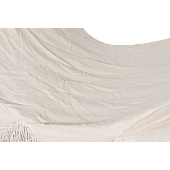 DKD Home Decor Hamaca de Algodón y Abeto con Flecos Blanco
