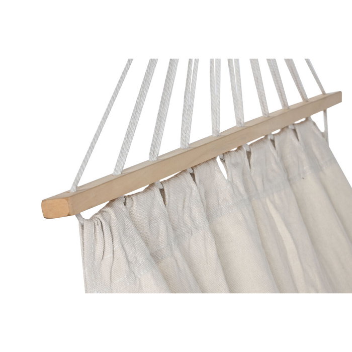 DKD Home Decor Hamaca de Algodón y Abeto con Flecos Blanco