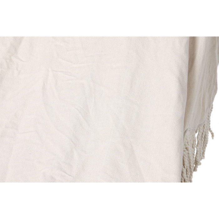 DKD Home Decor Hamaca de Algodón y Abeto con Flecos Blanco