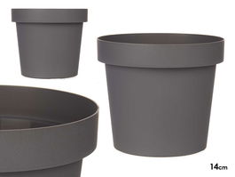Ibergarden Maceta de Plástico Gris 14 cm Diámetro x 12.5 cm Alto (Set de 12)