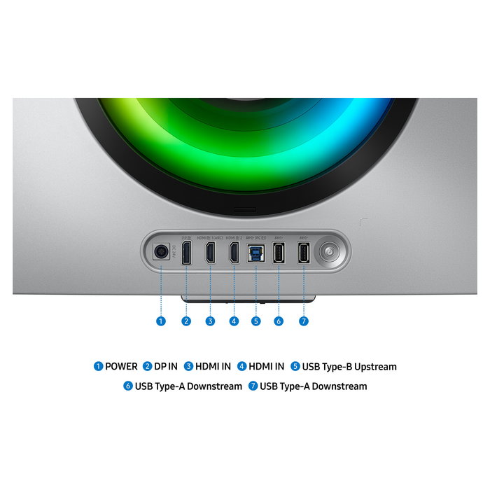 Samsung LS34DG850SUXEN Odyssey G8 34" 3440x1440 OLED Monitor UltraWide Curvo 175Hz 0.03ms AMD FreeSync Premium Pro HDR10+ USB-C HDMI 2.1 DisplayPort Altavoces Plata