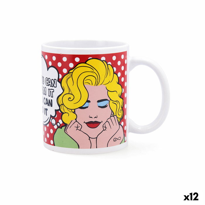 Quid Mug Cerámico Comic Blanco 33 cL (12 Unidades) inevitable