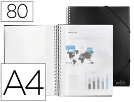 Liderpapel Carpeta Escaparate con Espiral 80 Fundas Polipropileno DIN A4 Negro