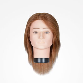 Bifull Cabeza Maniquí Hombre Cabello 100% Humano Castaño Claro 18cm Uso Profesional