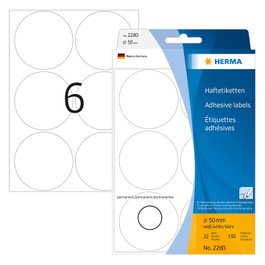 HERMA Etiquetas Multiuso Blancas Redondas de 50 mm, 192 Unidades