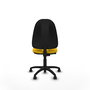 Silla de oficina Algarra con mecanismo Contacto permanente básico tapizada con Tela color Amarillo. Equipada con Base poliamida negra, Sin brazos y Ruedas autofrenantes