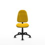 Silla de oficina Algarra con mecanismo Contacto permanente básico tapizada con Tela color Amarillo. Equipada con Base poliamida negra, Sin brazos y Ruedas autofrenantes