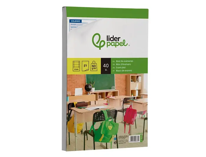 Liderpapel Bloc de Exámenes Horizontal Folio 40 Hojas 60 g/m² - Papel para Exámenes y Pruebas