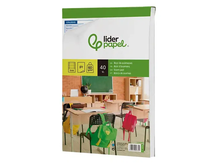 Liderpapel Bloc de Exámenes Horizontal Folio 40 Hojas 60 g/m² - Papel para Exámenes y Pruebas