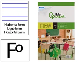 Liderpapel Bloc de Exámenes Horizontal Folio 40 Hojas 60 g/m² - Papel para Exámenes y Pruebas