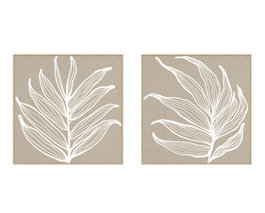 DKD Home Decor Cuadro Lienzo PS 83X4,5X83 Hoja 3D Surtido de 2 Unidades