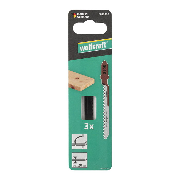 Wolfcraft Hojas de sierra de calar HCS vástago en T corte curvo fino 20 mm (3 uds) Wolfcraft Hojas de sierra de calar HCS vástago en T corte curvo fino 20 mm (3 uds)