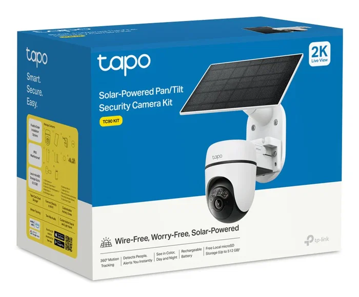 TP-Link Tapo TC90 Kit - Cámara de Seguridad Exterior Bombilla WiFi Inalámbrica, Alimentación Solar, IP65, 3MP (2304x1296), Visión Nocturna, Color Blanco