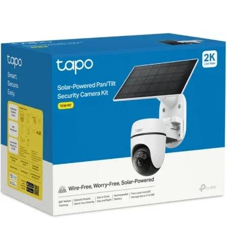 TP-Link Tapo TC90 KIT Cámara de Videovigilancia 2K 3MP con Panel Solar, Visión Nocturna a Color, Detección Inteligente, 360° TP-Link Tapo TC90 KIT Cámara de Videovigilancia 2K 3MP con Panel Solar, Visión Nocturna a Color, Detección Inteligente, 360°