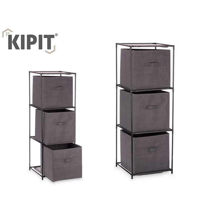 KIPIT Estantería 3 Cajones TNT Gris-Negro