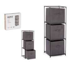 Kipit Estantería 3 Cajones TNT Gris 32x7.5x32 cm (Set de 6)