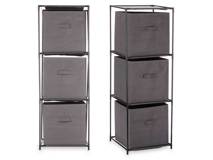 Kipit Estantería 3 Cajones TNT Gris 32x7.5x32 cm (Set de 6)