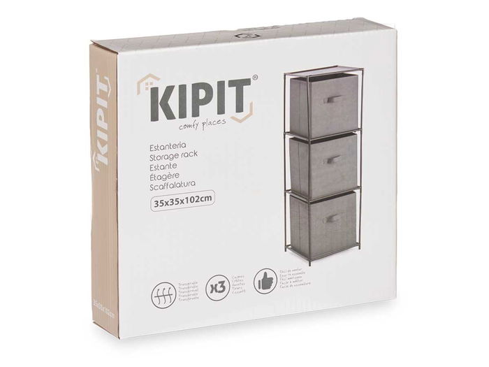 Kipit Estantería 3 Cajones TNT Gris 32x7.5x32 cm (Set de 6)