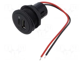 PRO CAR Alimentador USB para coche con puertos USB-A y USB-C, negro