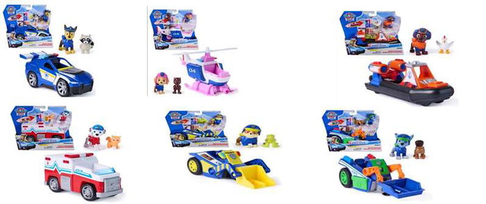 Spin Master Vehículo de Rescate Paw Patrol - Surtido Aleatorio (Rescue Cruiser con Figuras de Chase y Mapache), 20x24x8 cm