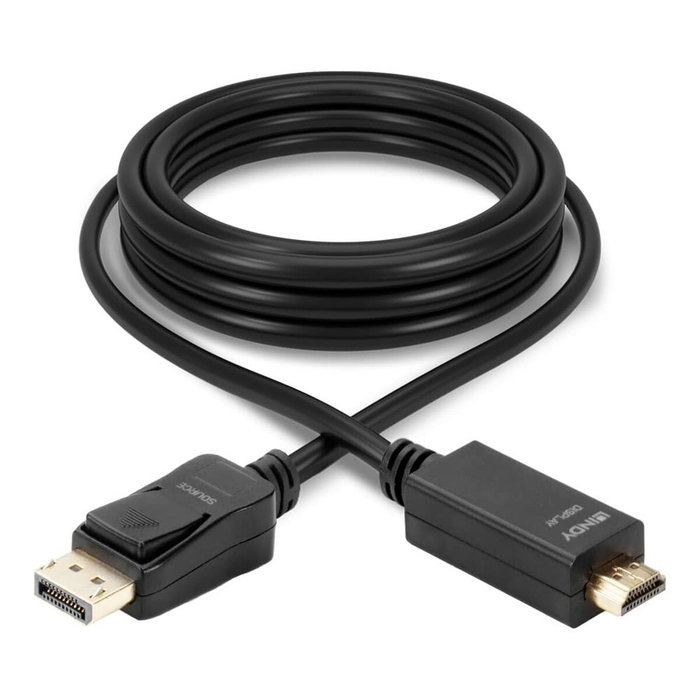 Lindy Cable DisplayPort a HDMI 10.2G 5m Negro