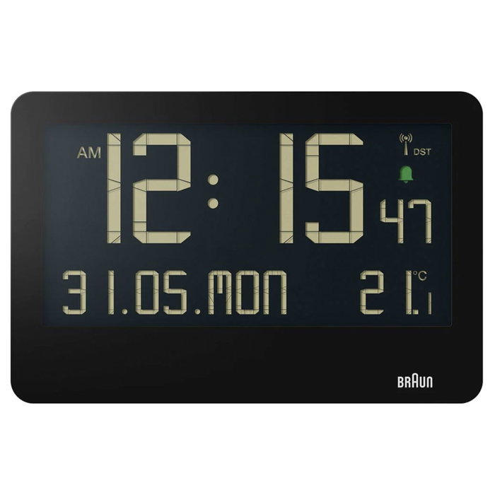 Braun BC 14 Reloj de pared digital negro con control por radio Braun BC 14 Reloj de pared digital negro con control por radio