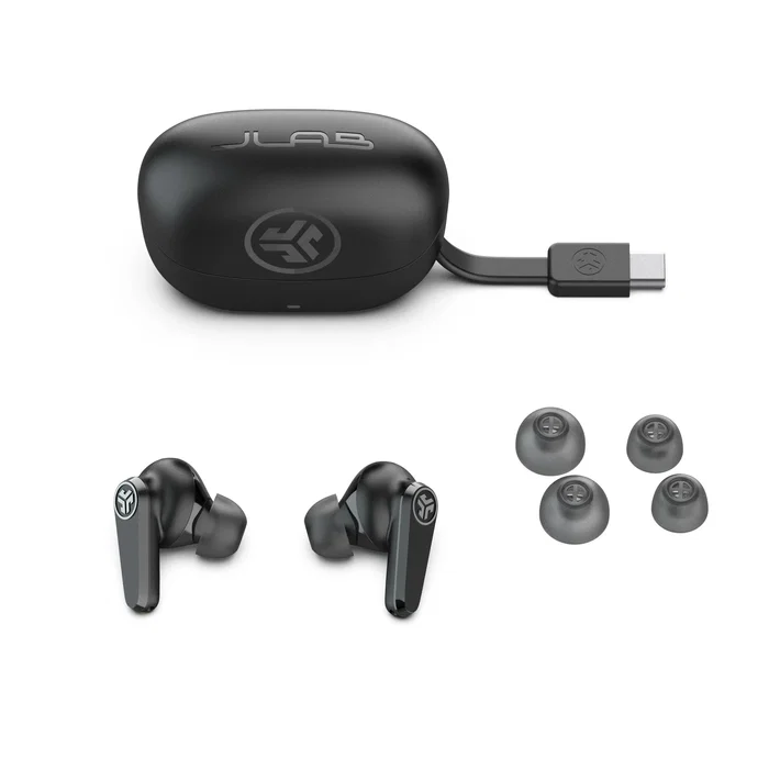JLab Go Pods ANC Auriculares True Wireless Stereo (TWS) Bluetooth 5.4 con Reducción de Ruido Híbrida, Llamadas/Música, IP55, Estuche de Carga, Autonomía Hasta 26h, Color Negro JLab Go Pods ANC Auriculares True Wireless Stereo (TWS) Bluetooth 5.4 con Reducción de Ruido Híbrida, Llamadas/Música, IP55, Estuche de Carga, Autonomía Hasta 26h, Color Negro